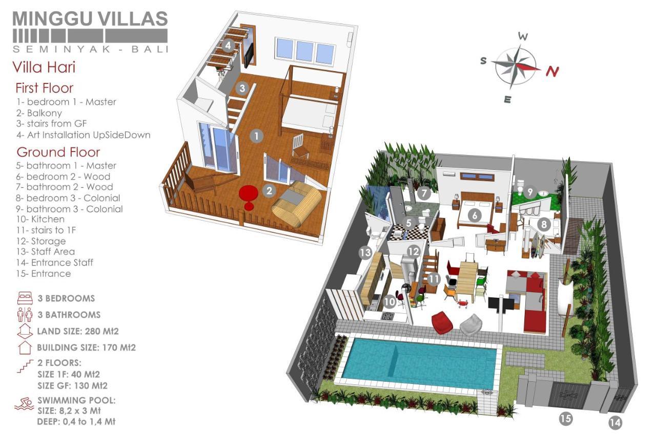 3Br Villa Hari - Minggu Villas Seminyak Экстерьер фото